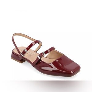 Journee Collection Wine Red Burgundy Maroon Gretchenn Slingback Mule Flat